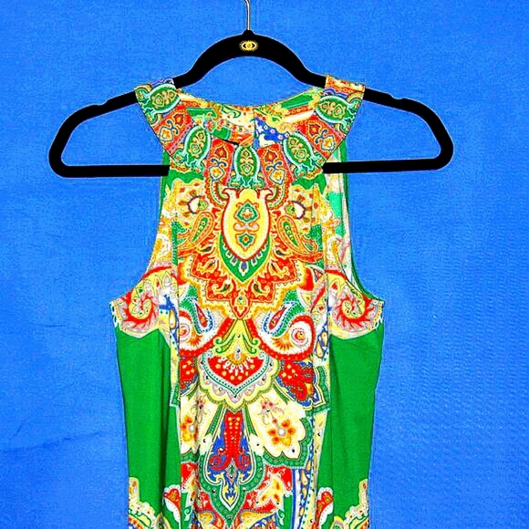 INC International Concepts Paisley Print Halter Dress - Women's Size S - Green - Picture 1 of 6